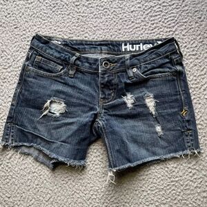 Hurley Distressed Super Skinny Denim Shorts sz 0